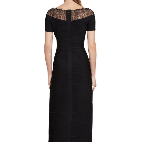 Herve Leger Black Lace Bandage Bodycon Evening Gown Long Dress Maxi - Picture 3 of 6